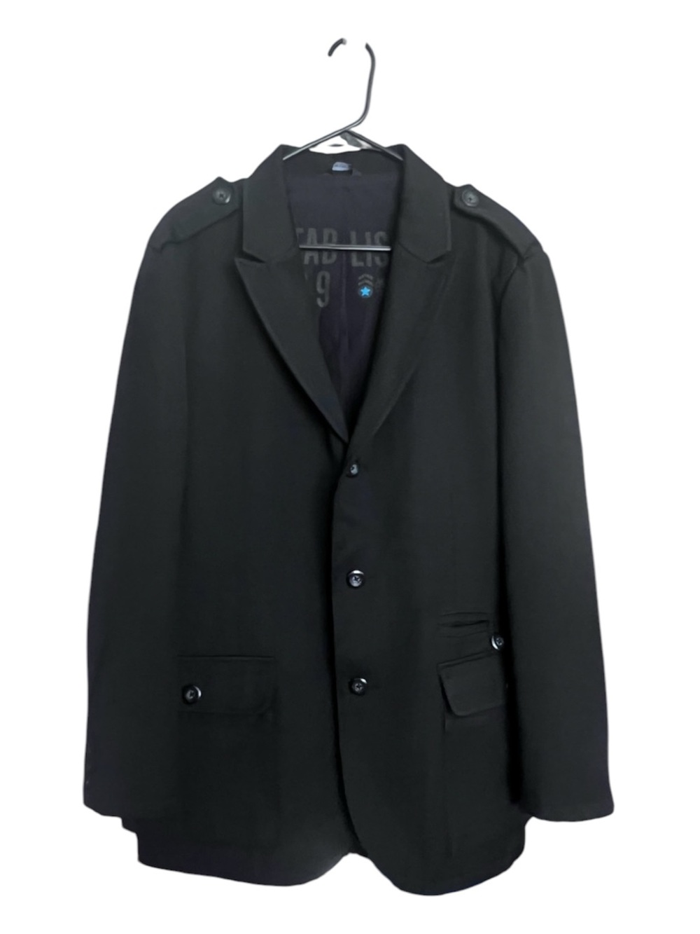 Gap Military Style Utility Wool Blend Jacket Pockets Classic Vintage Blk SZ L